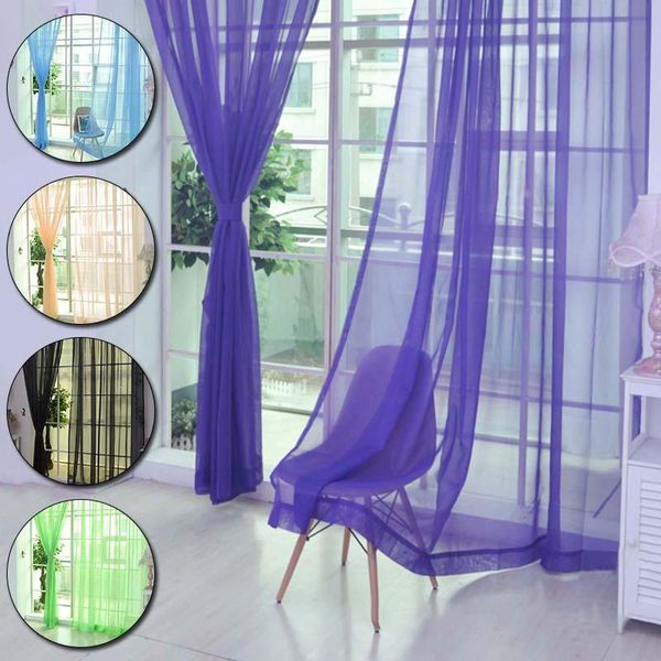 

curtain & drapes modern style tulle door window drape 200*100cm for living room screening solid curtains panel sheers