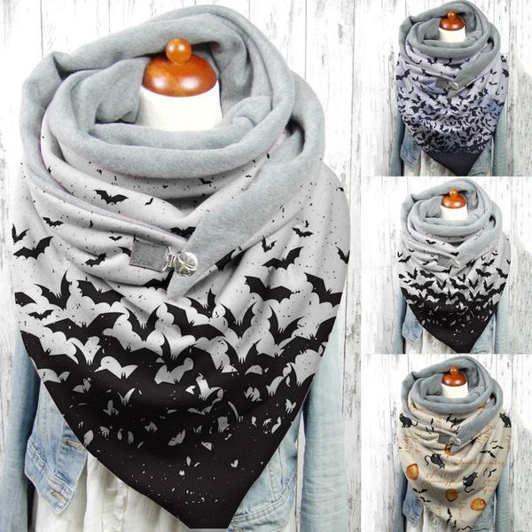 

scarves halloween shawls fashion scarf autumn and winter print button soft wrap casual warm neckwear 2021, Blue;gray