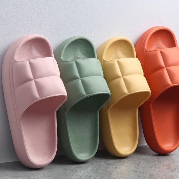 

indoor comfortable soft slippers men women non slip bathroom house shoes flat thick sole slides women's sandals scarpe donna, Black
