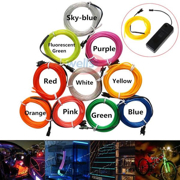 

strips 2m/3m/5m led neon light flexible glow el wire rope tube tape waterproof use for shoes clothing car decorative etc