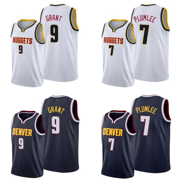 

denver nuggets men mason plumlee jerami grant jersey, Black