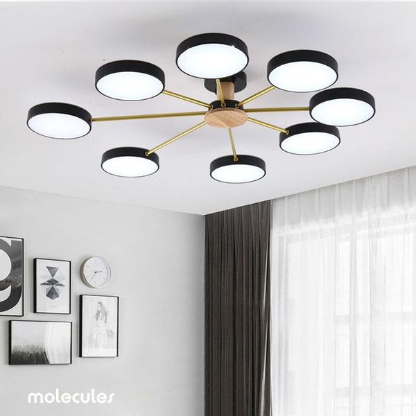 

nordic modern minimalist chandelier bedroom led ceiling lamp living room personality macaron wood plus iron lighting lights