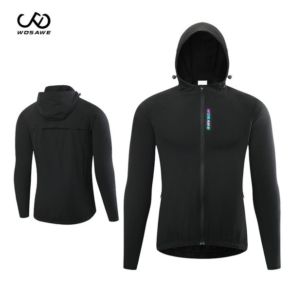 

wosawe men's bicycle et, raincoat with pocket, mountain bike windbreaker, Black