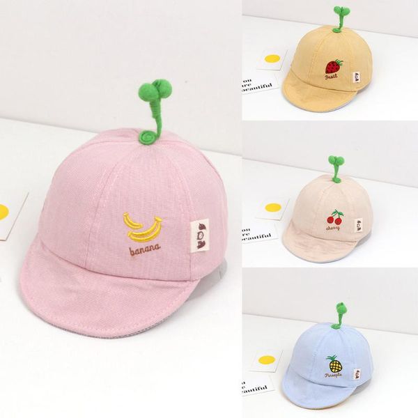 

caps & hats baby boys girls fashion summer cartoon fruit letter sun protection hat sunscreen cap children's clothing kids accessories, Yellow