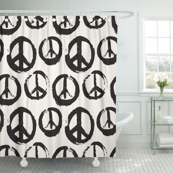 

shower curtains abstract symbol of peace the sign pacifists monochrome made curtain waterproof fabric 72 x inches set with hooks