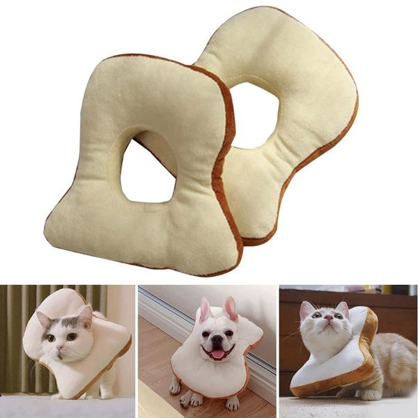 

dog collars & leashes soft pet dogs cat headgear toast shaped collar po props decoration costume thj99
