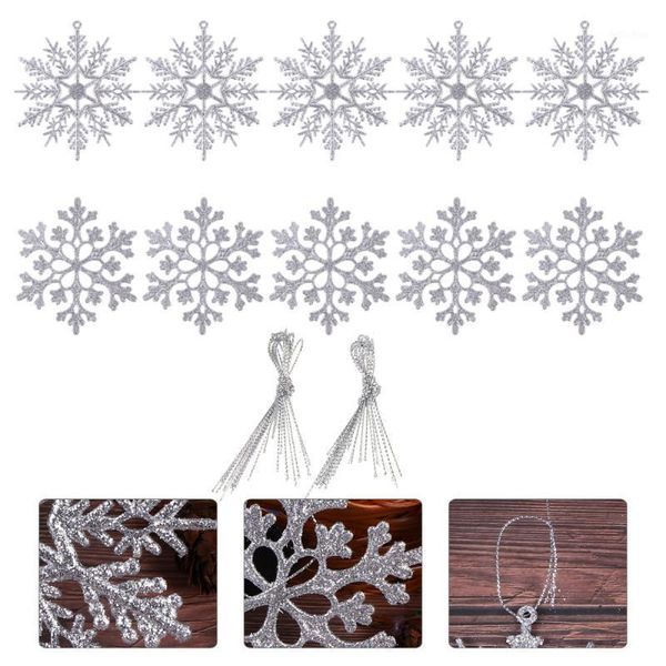 

christmas decorations 24pcs sequin powder snowflakes decoration tree pendant (silver)