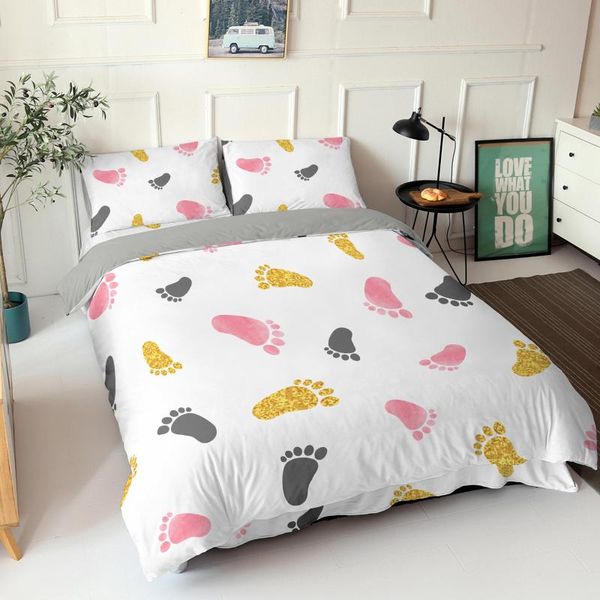 

bedding sets kawaii footprint set cartoon modern 3d print comforter luxury  king single size duvet cover home textile decor
