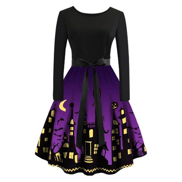 

halloween leisure plus size women's dresses ladies comfortable loose party holiday show long sleeves, Black;gray