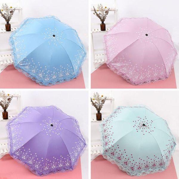 

umbrellas anti-uv umbrella waterproof outdoor lace black adhesive cloth dustproof sunshade courtyard travel tri-folded1