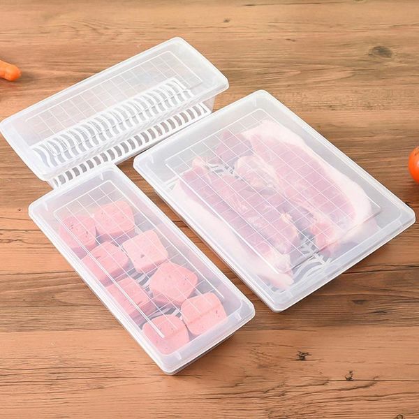 

storage bottles & jars plastic drain container kitchen fridge rectangle organizer box for keeping fruit fish vegetable fresh