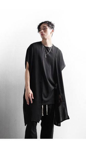 

summer may fashion mid long thin cardigan vest coat men's vests, Black;white