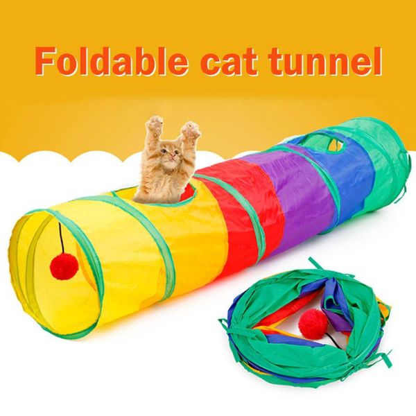 

small animal supplies pet game tunnel fun cat and dog 2 holes tube ball folding fold
