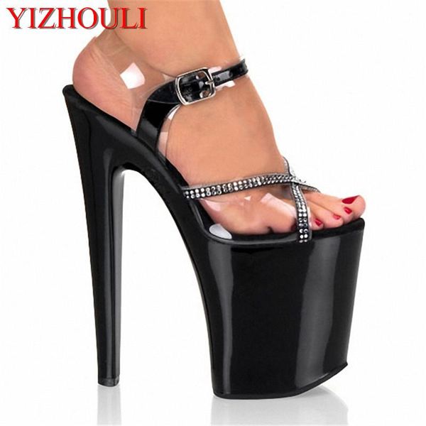 

black 8 inch high heels bottom waterproof 2021 models super-high women's shoes 20cm platform sandals