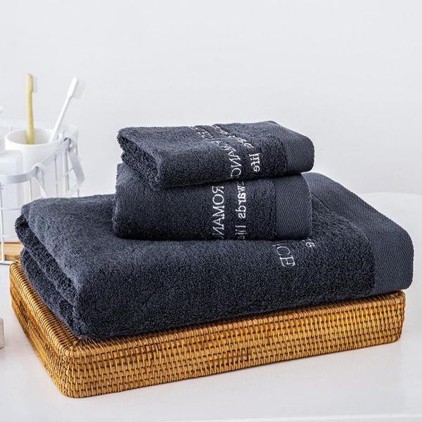 

towel 3pcs / set 100% cotton square rectangle face bath solid color strong water absorption use for home bathroom