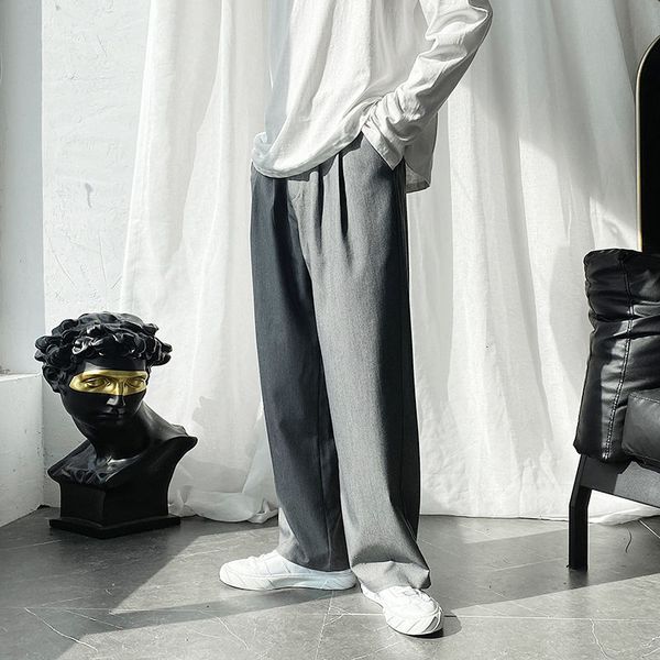 

men's pants fashion office trousers formal suits cotton black color casual social homme slim fit wide leg 2mgd