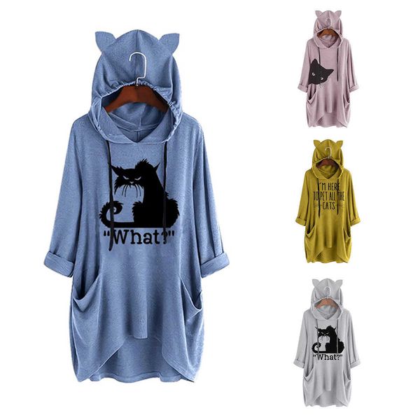 

fashion hoodies irregular hooded loose long sleeve oversized sweater, Black