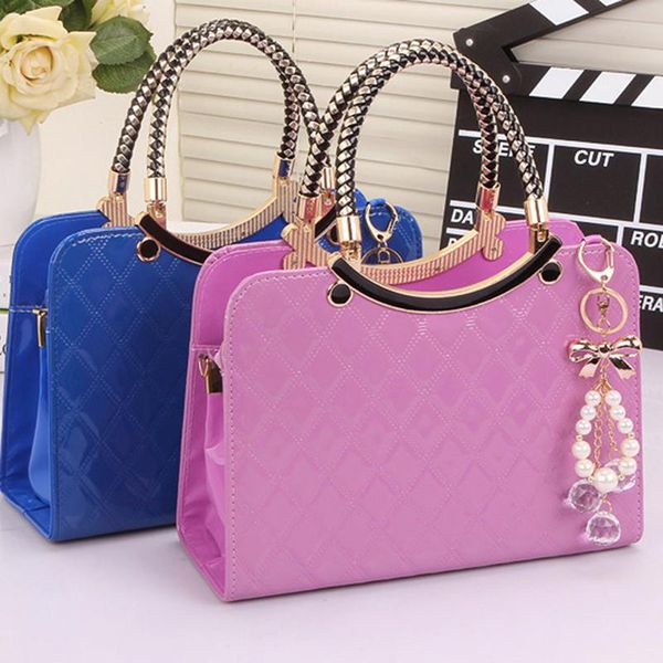 

storage bags women pu handbag with hanging ornament elegant black hard design handle adjustable strap shoulder bag high quality