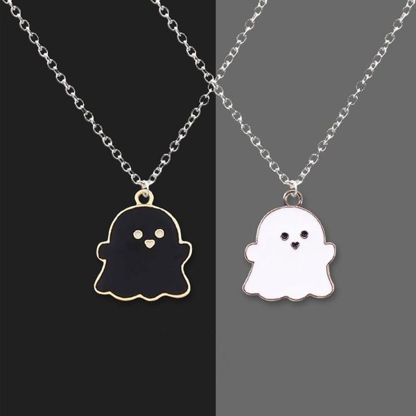 

pendant necklaces 2021 fashion halloween cute small ghost for women men chain charming party jewelry gifts, Silver