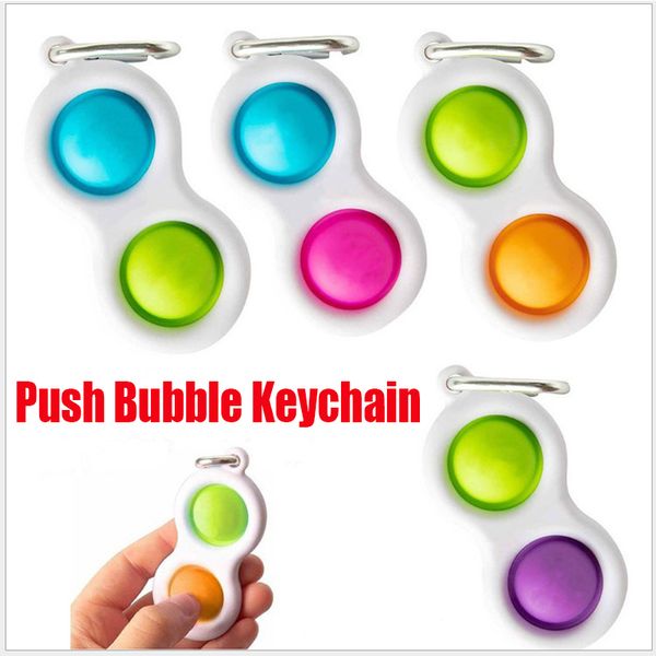 

push bubble keychain toys kids baby novel fidget print keychains simple dimple toy key holder rings bag pendants stress decompression toy gi