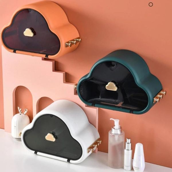 

punch-self adhesive waterproof wallmounted toilet tissue box cover bathroom storage organizer cloud shape paper holder boxes & napkins