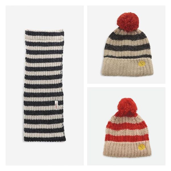 

caps & hats pre-sale children's hat 2021 baby girl striped warm winter knitted woolen, Yellow