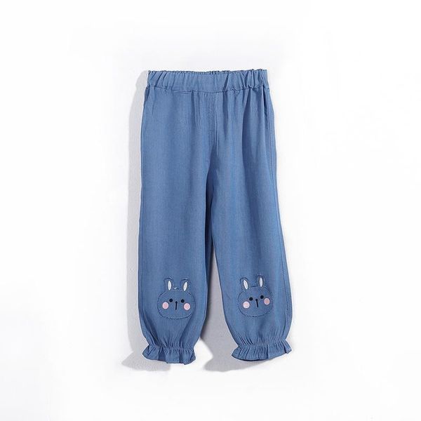 

trousers little print edition embroidered summer thin children's denim mosquito proof pants boys' and girls' jeans 1021 05, Blue