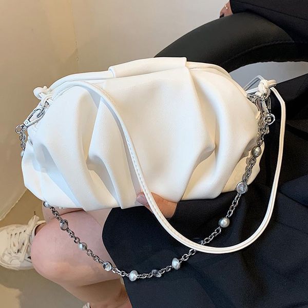 

fashion chain shoulder bag for women brand design pleated cloud crossbody bags female casual travel ladies handbags evening