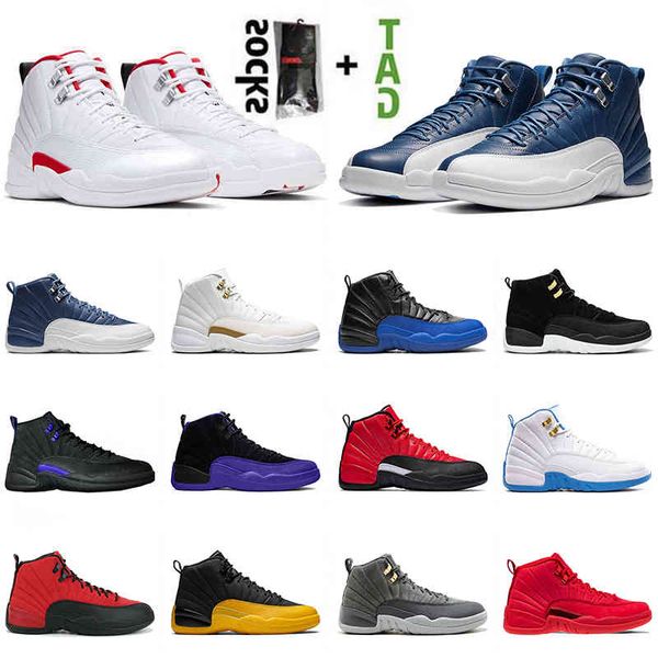 

wholesale jumpman 12 12s men boots shoe retro university gold stone blue reverse flu game dark grey sports trainers sneakers size 40-47, Black