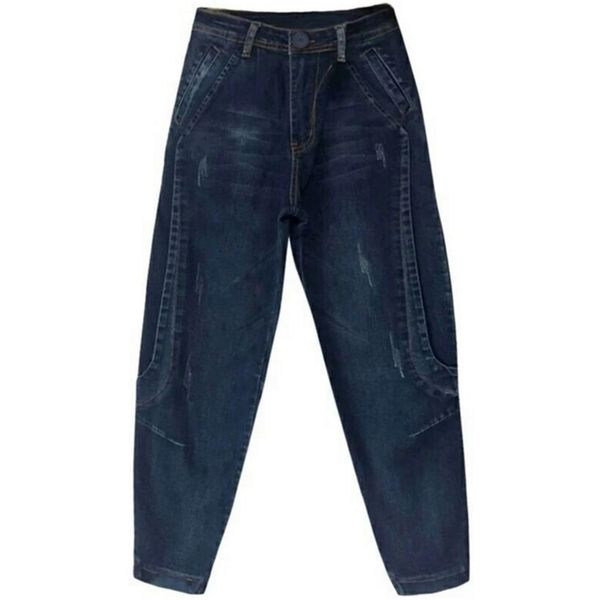 

boyfriend jeans high waist harem pant trousers casual plus size loose denim 210927, Blue