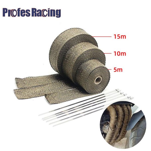 

motorcycle exhaust system tape header heat wrap manifold insulation roll resistant with stainless ties5m/10m/15m/20m thermal