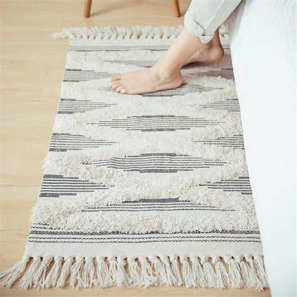 

carpets rugs and for living room retro cotton linen anti-slip bedroom floor carpet mat area rug boho home hallway decoration