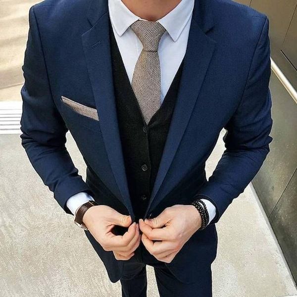 

men's suits & blazers fashion handsome dark blue men slim wedding groomsmen for business casual clothing (jacket+pants+vest), White;black