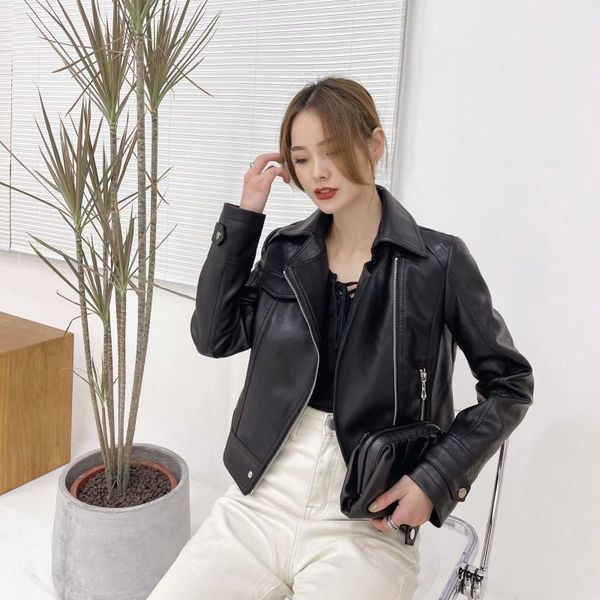 

women motorcycle faux leather jackets ladies streetwear black coat long sleeve autumn biker zippers outwear street coats brand women's