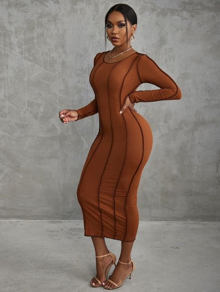 

sxy stitching ribbed knit bodycon dress w4yf#, Black;gray