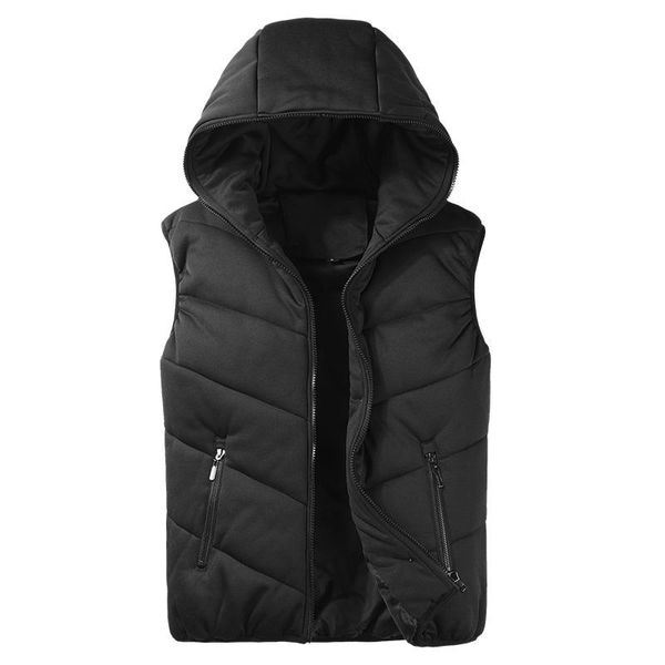 

men's vests big size patchwork vest men outerwear winter warm men's waistcoat casual hooded sleeveless motorcycle jacket, Black;white