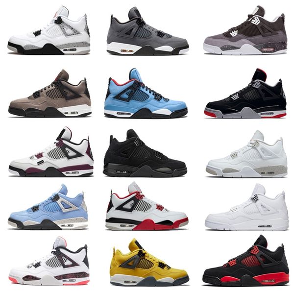 

mens hyper royal sports running jordam shoes unc 4 4s sail university twist what the basketball oreo cat bred guava women sneakers high qual, Black