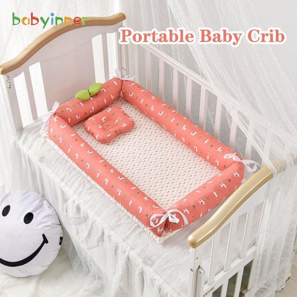 

babyinner portable baby crib cartoon infant nest cotton cradle folding born travel bed in cot bassinet room decor cribs