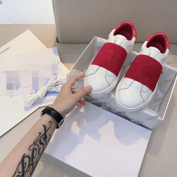 

sneakers 4g webbing white leather sneaker paris signature and knots trainers for men women size 35-45 jkm06543, Red;white