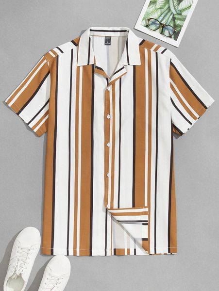 

men striped collared shirt 33gr#, White;black