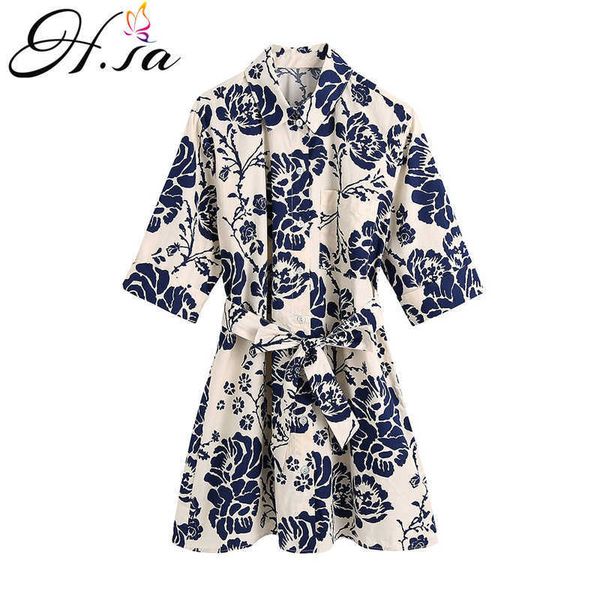 

hsa dresses for women turn down collar half sleeve chinese style high waist shirt dress loose bohemian dress 210716, Black;gray