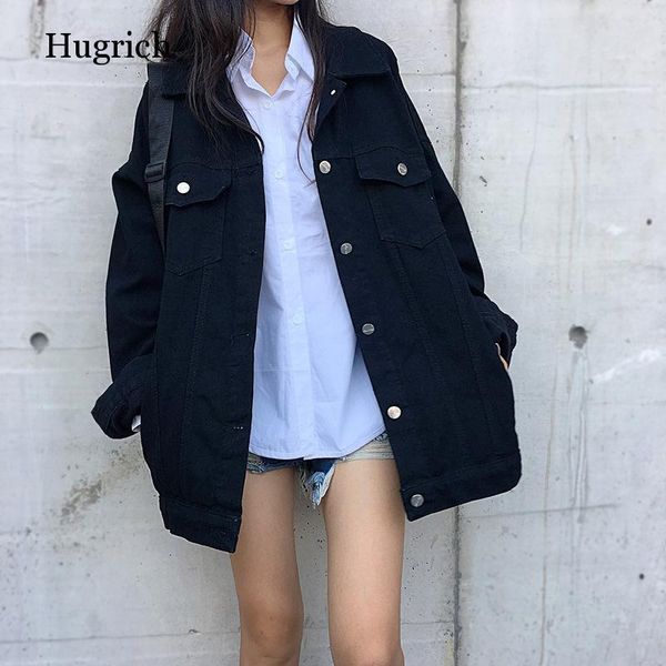

women's jackets mid-length jacket spring and autumn fashion big size lapel denim black clothes, Black;brown