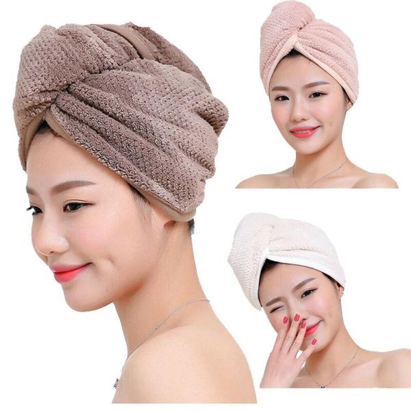 

towel absorbent hair quickly drying turban bathing cap bathrobe hat