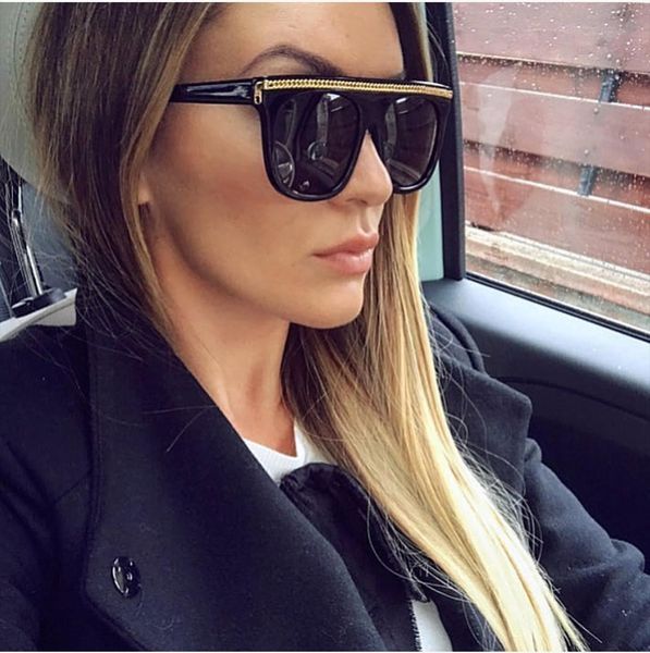 

women square oversized sunglasses gradient big frame female glasses vintage brand design uv400 flat shades oculos, White;black