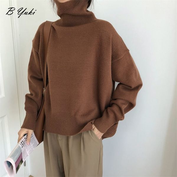 

blessyuki oversized cashmere turtleneck knitted sweater women winter thicken warm solid basic pullover female casual soft jumper 211215, White;black
