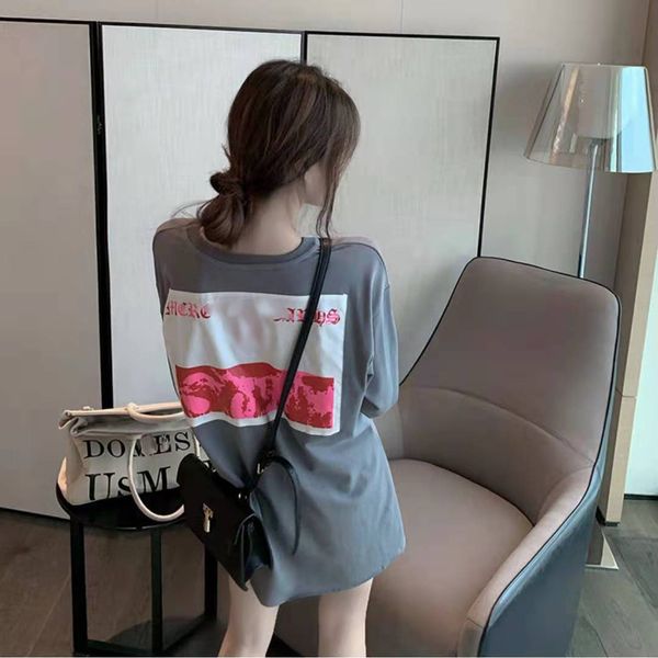 

family 21 early autumn new loose long sleeve round neck men's and women's identical pasted cotton top, Black