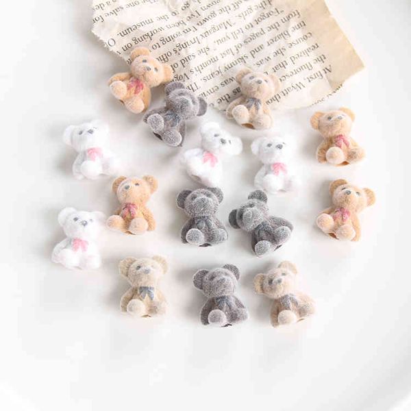 Японская осень и зима флокинг медведь кукла кулон аксессуары DIY Handmade серьги на головной убор мобильный телефон Shell Matero