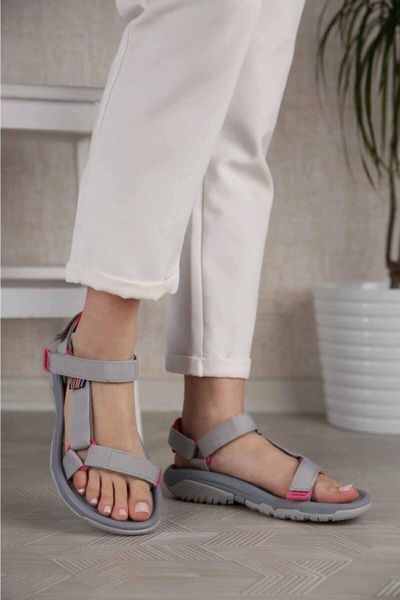 

sandals women's gray trekking step flat outsole, Black