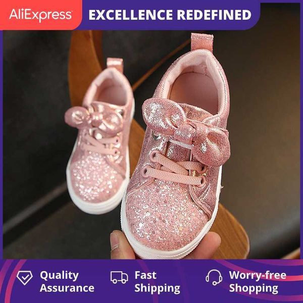 

kids shoes for girls sneakers casual children shoes bow glitter leather baby girl princess shoes sapato infantil spring autumn x0703, Black;red