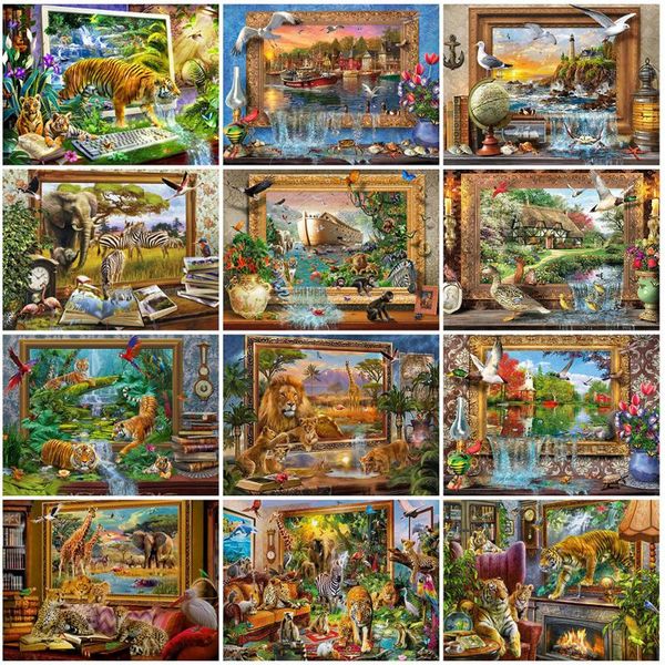 

diamond painting evershine 5d diy tiger mosaic embroidery lion animal full layout home decorations